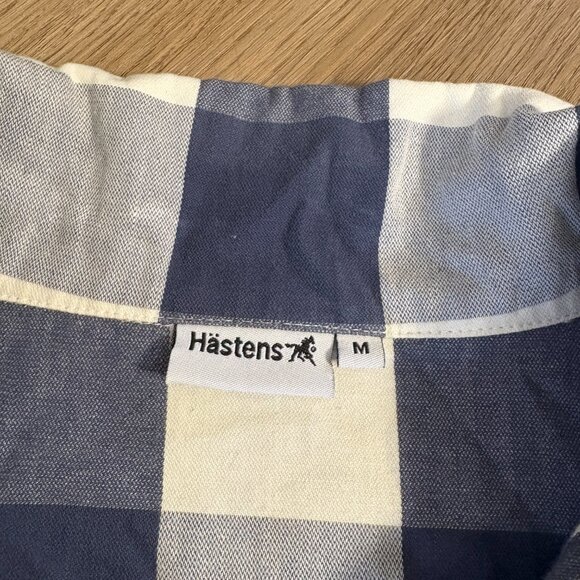 Hästens Blue Check Pajama Shirt TOP ONLY M medium plaid button up Hastens - Picture 4 of 11